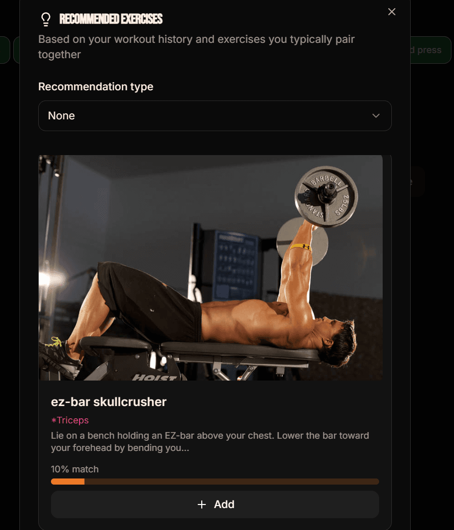 Advanced exercise recommendations algorithm