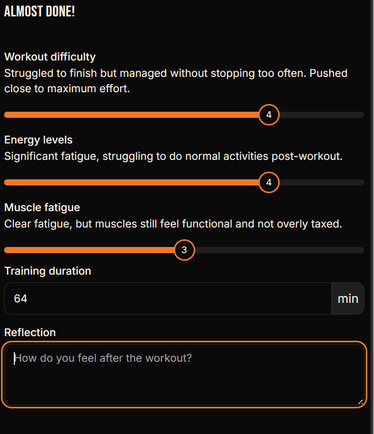Log post-workout stats