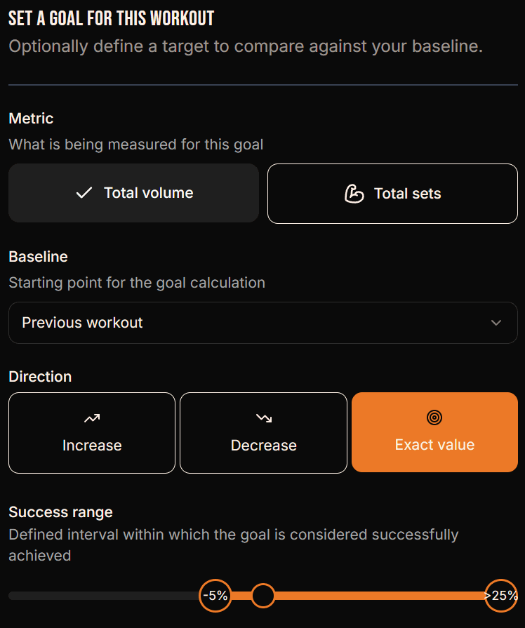 Set your workout goals